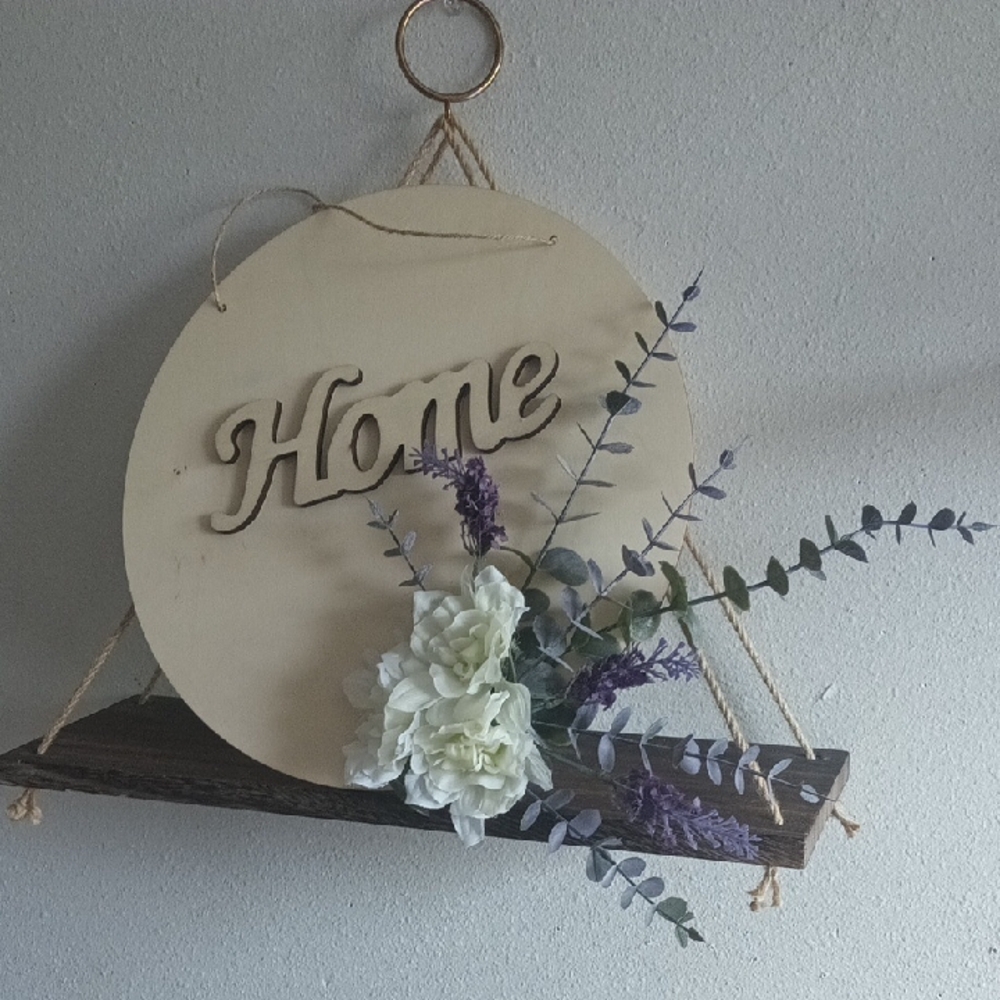 Wooden Home Sign with Floral Decor